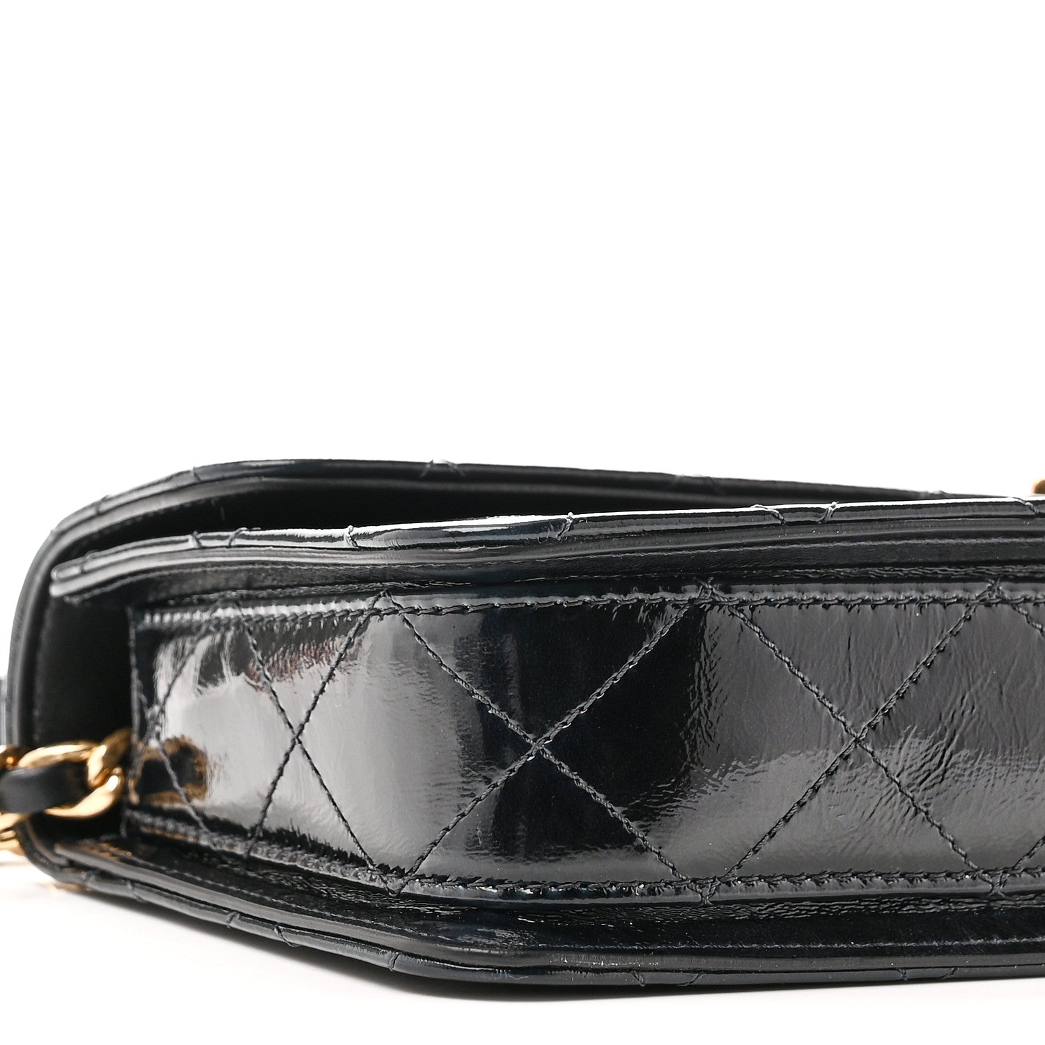 Chanel Patent Lambskin Quilted East West Flap Shoulder Bag Black 9 of 10