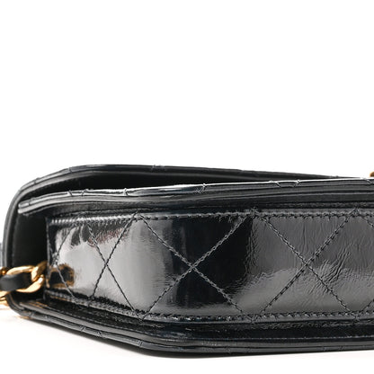Chanel Patent Lambskin Quilted East West Flap Shoulder Bag Black 9 of 10