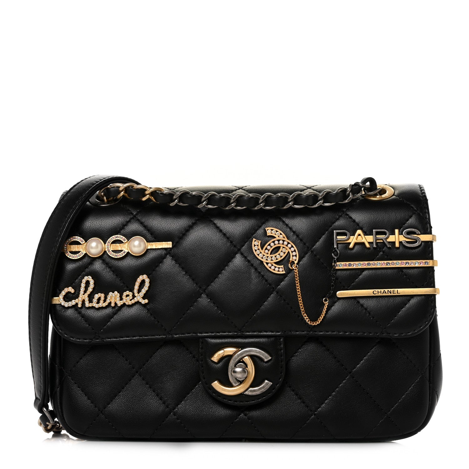 Chanel Lambskin Quilted Small Coco Clips Single Flap Black 1 of 8