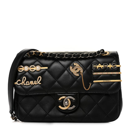 Chanel Lambskin Quilted Small Coco Clips Single Flap Black 1 of 8