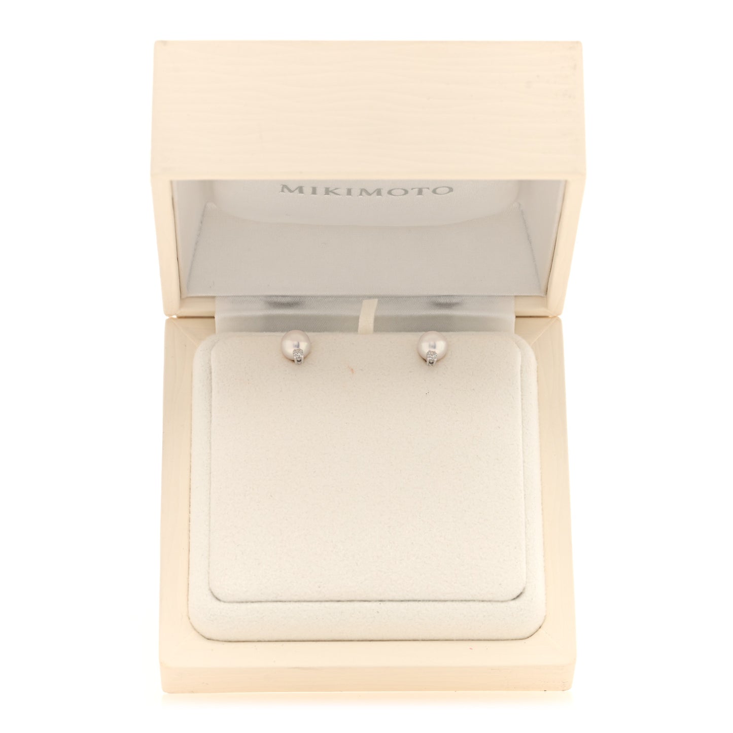 18K White Gold Diamond Akoya Pearl 6-6.5mm Stud Earrings