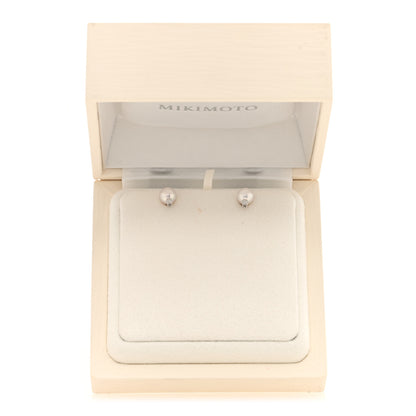 Mikimoto 18K White Gold Diamond Akoya Pearl 6-6.5mm Stud Earrings 5 of 5