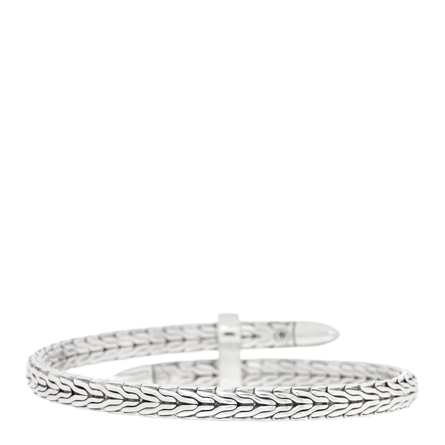 John Hardy Sterling Silver Diamond Classic Chain Spear Flex Cuff Bracelet 2 of 3