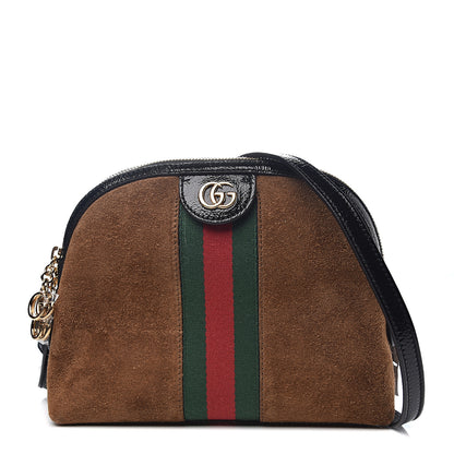 Gucci Suede Patent Web Small Ophidia Dome Shoulder Bag Nocciola Black 1 of 9