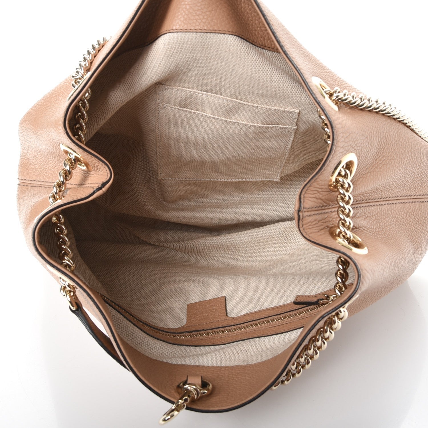 Gucci Pebbled Calfskin Medium Soho Chain Shoulder Bag Rose Beige 5 of 9