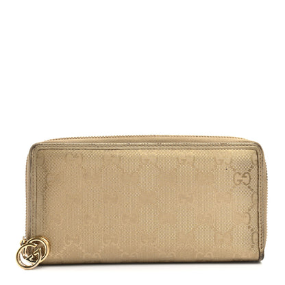 Gucci Imprime Monogram GG Pierce Zip Around Wallet Gold 1 of 14