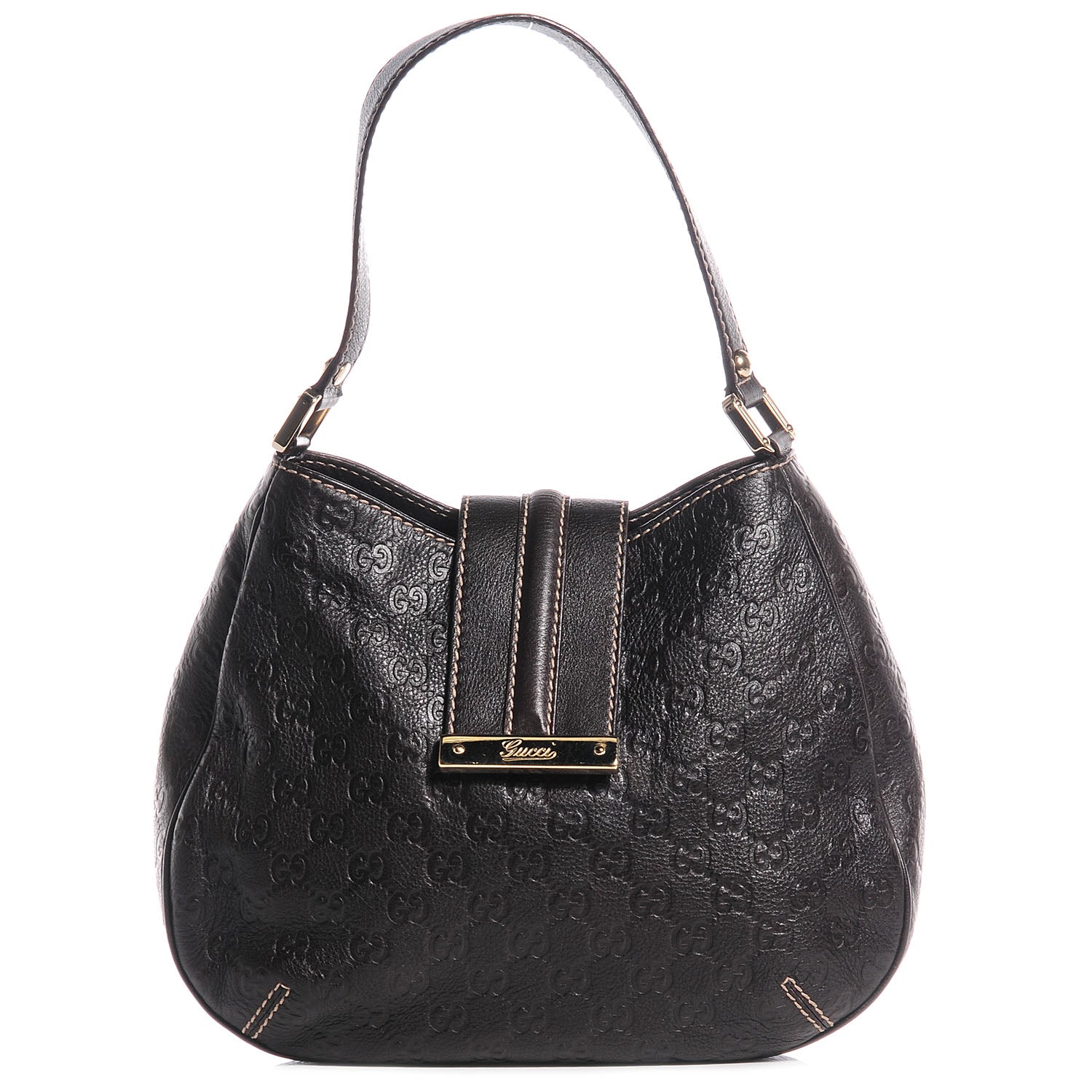 Gucci Guccissima Medium New Ladies Web Hobo Dark Brown 1 of 7