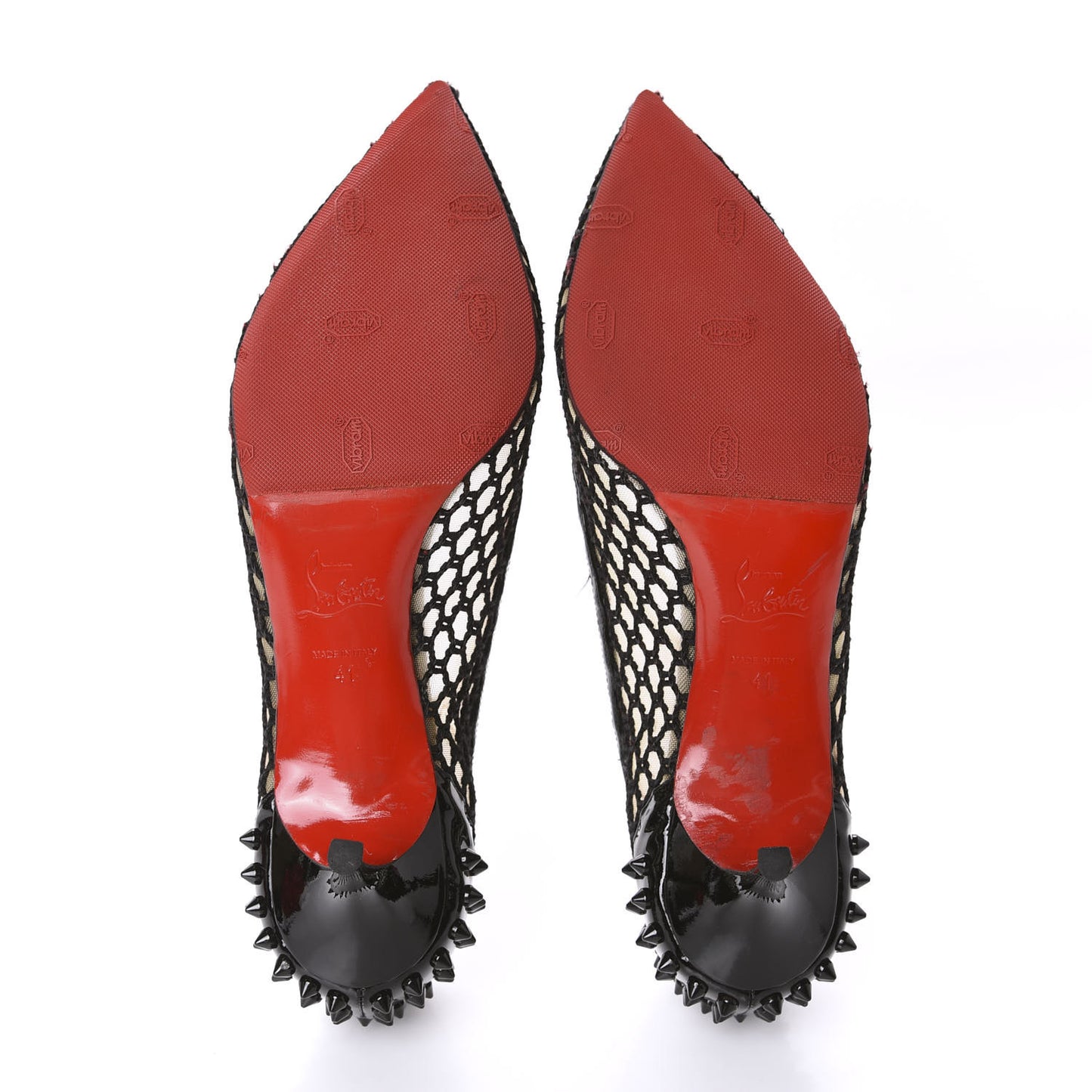 Fishnet Patent Guni 55 Spiked Pumps 41 Black