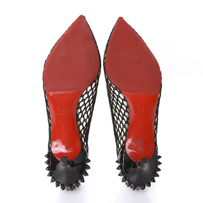 Christian Louboutin Fishnet Patent Guni 55 Spiked Pumps 41 Black 5 of 14