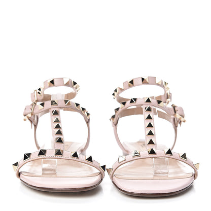 Valentino Garavani Calfskin Rockstud Ankle T-Strap Flat Sandals 36.5 Water Rose 2 of 8