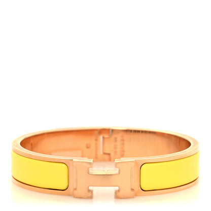 Hermes Enamel Narrow Clic Clac H Bracelet PM Jaune Tennis 1 of 4