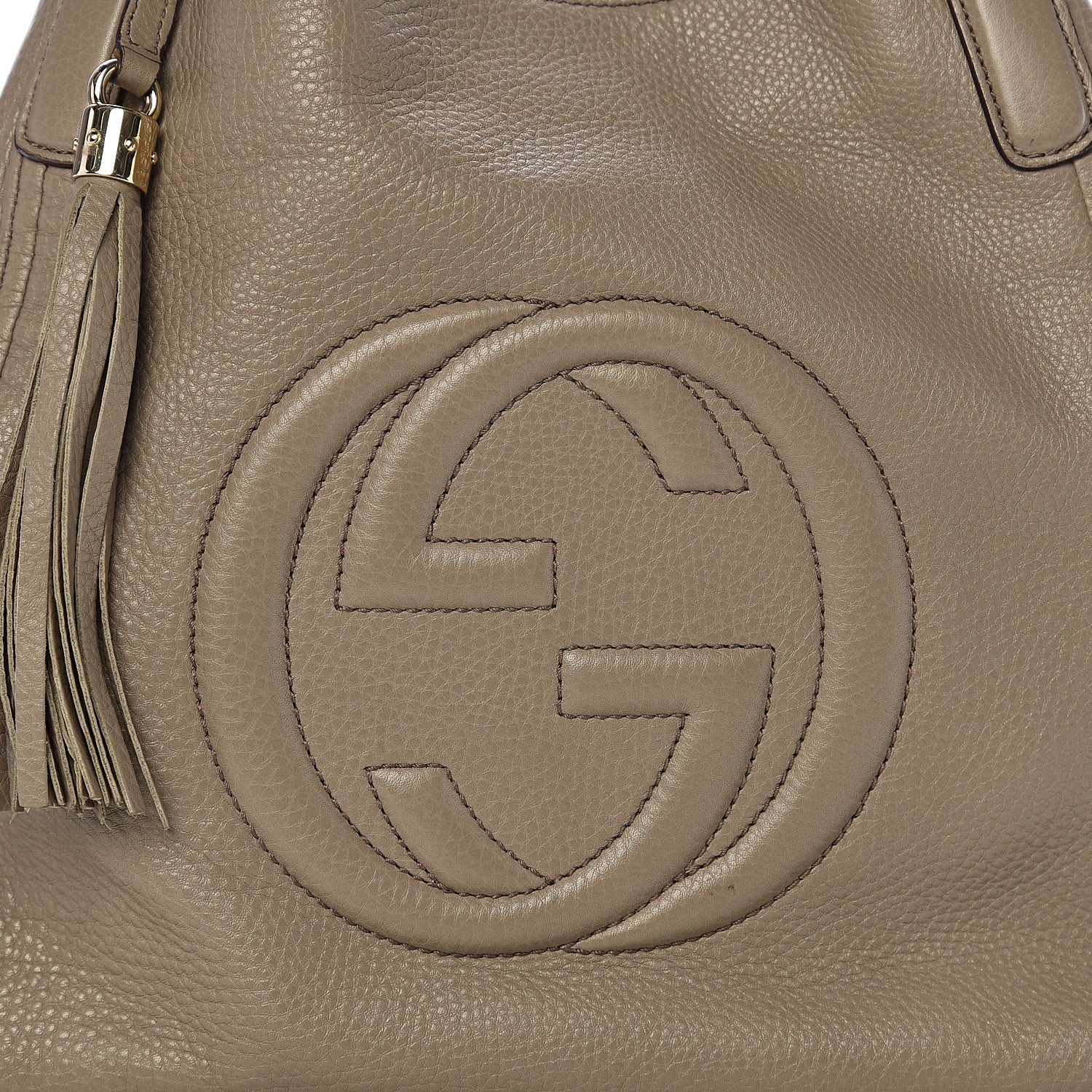 Gucci Pebbled Calfskin Medium Soho Shoulder Bag New Fango 9 of 9