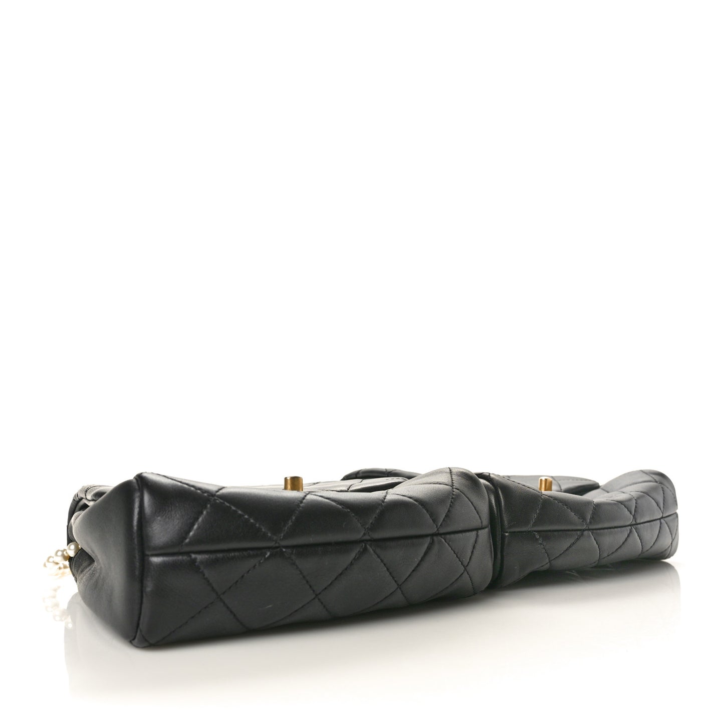 Lambskin Pearl Quilted Side Packs Black