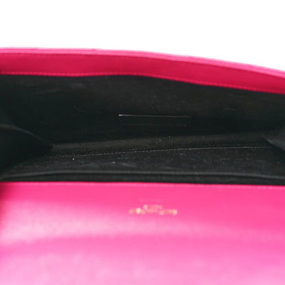 Saint Laurent Grain De Poudre Matelasse Chevron Monogram Envelope Clutch Fuxia Couture 5 of 11