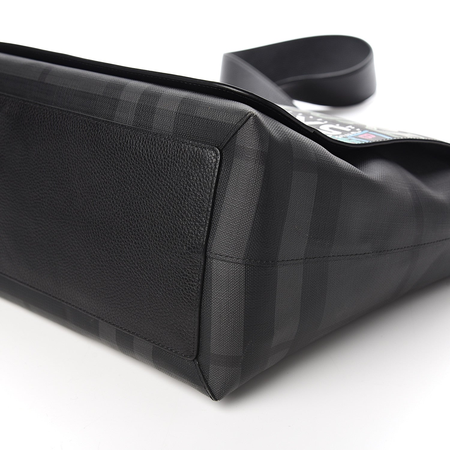Burberry Smoked Check Logo Graphic Burleigh Messenger Bag Black 5 of 10