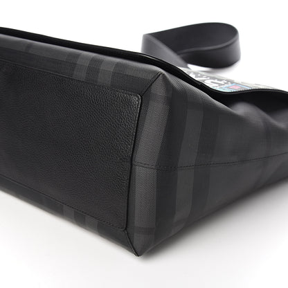 Burberry Smoked Check Logo Graphic Burleigh Messenger Bag Black 5 of 10