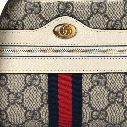 Gucci GG Supreme Monogram Textured Calfskin Web Mini Ophidia Shoulder Bag Beige Ebony Mystic White 8 of 13
