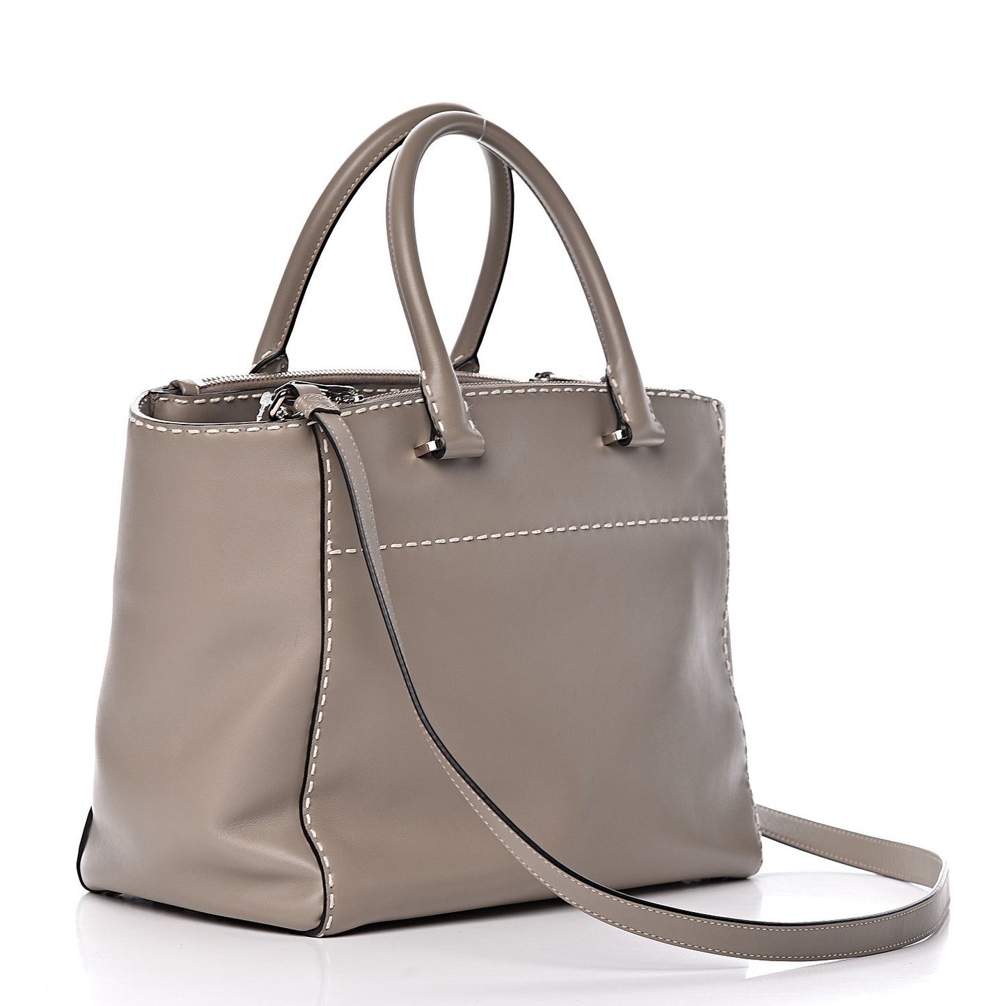 City Calf Small Hand Stitched Galleria Double Zip Tote Calce