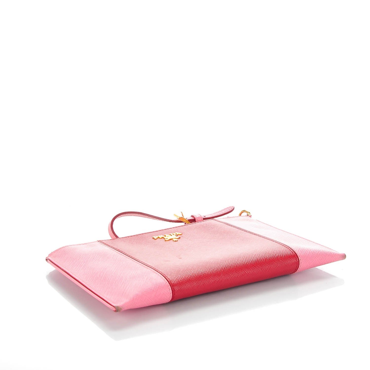 Prada Saffiano Colour Bi-Color Wristlet Clutch Fuoco Geranio 4 of 8