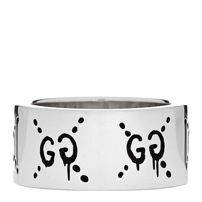 Gucci Sterling Silver GucciGhost Hamlet Skull Band Ring 49 5 3 of 6