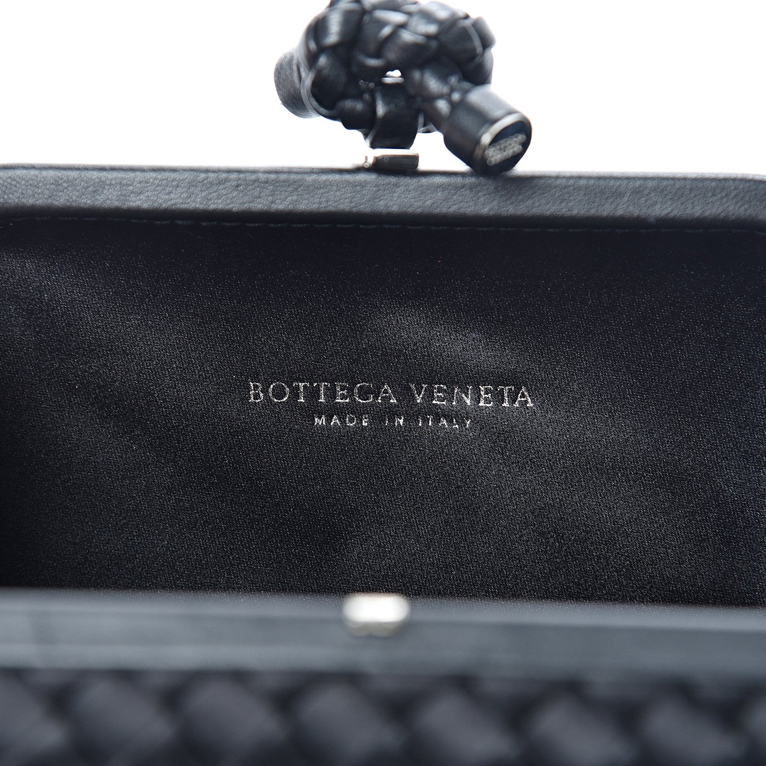 Bottega Veneta Satin Intreccio Impero Knot Clutch Black 5 of 5