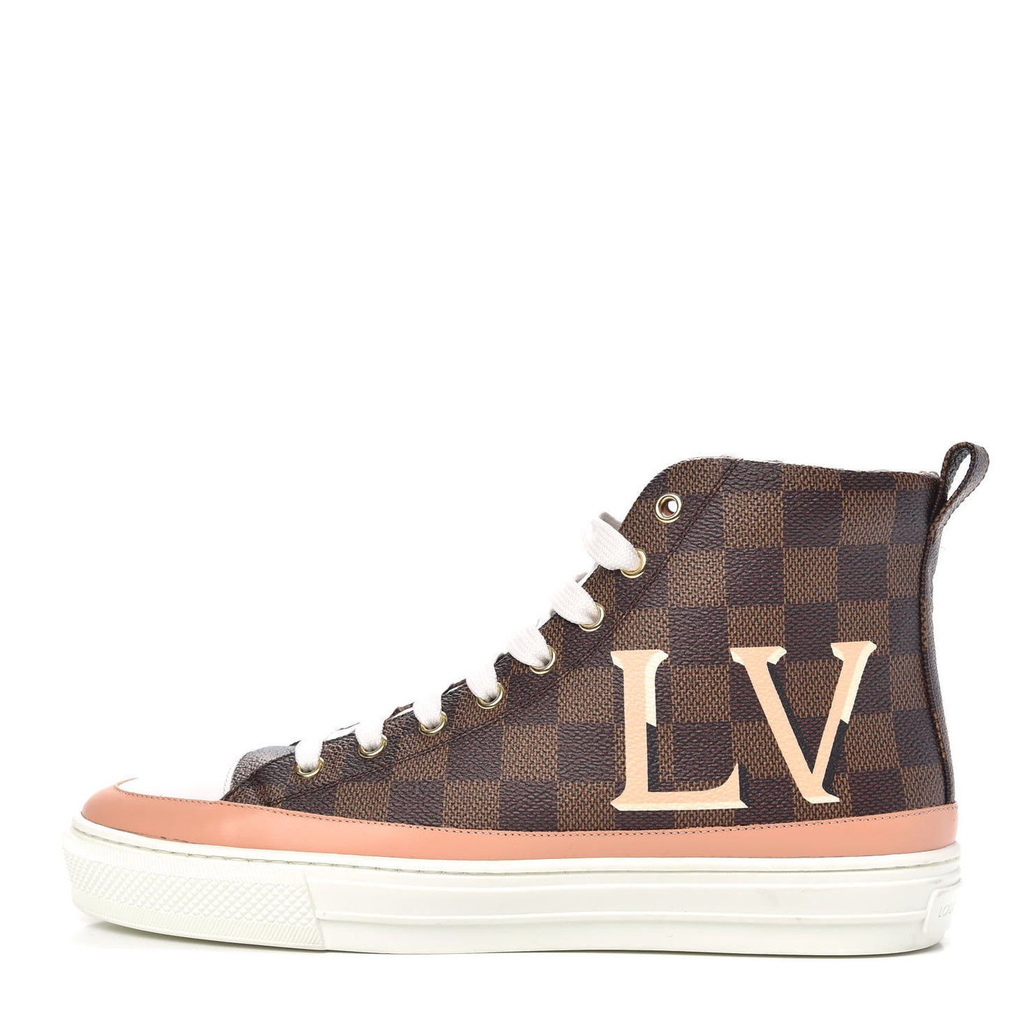 Damier Ebene Stellar High Top Sneakers 39 Venus Pink