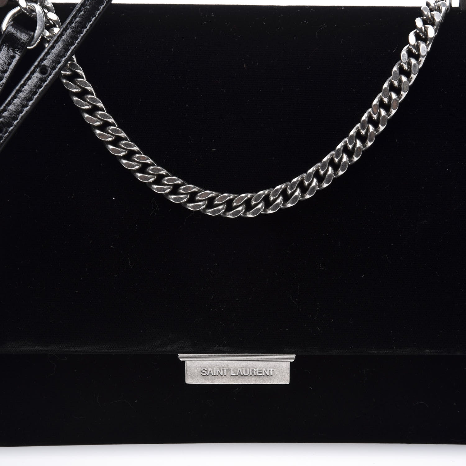 Saint Laurent Velvet Chain Wallet Black 9 of 9