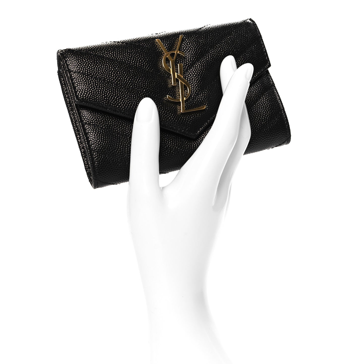 Grain De Poudre Matelasse Chevron Small Monogram Envelope Wallet Black