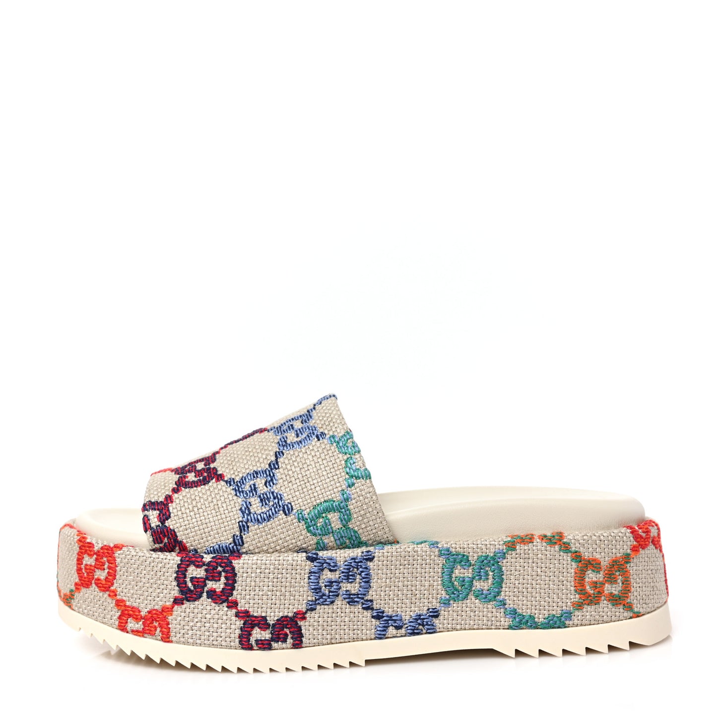 Linen Psychedelic Mini GG Monogram Angelina Platform 55mm Slide Sandals 38 Multicolor