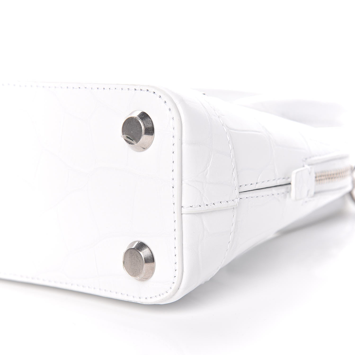 Balenciaga Calfskin Crocodile Embossed XXS Ville Top Handle Bag White Black 10 of 11