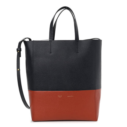 Celine Grained Calfskin Small Vertical Bi-Cabas Navy Terracotta 1 of 12