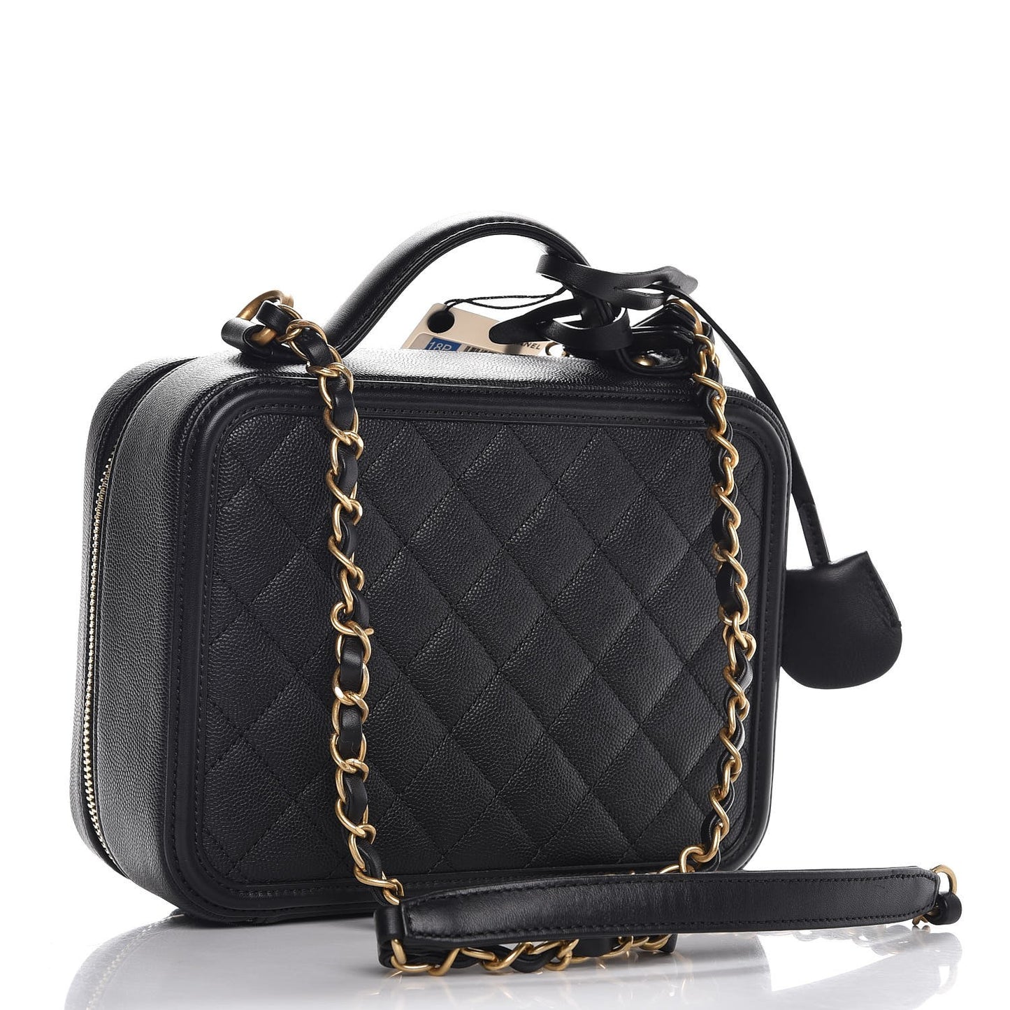 Caviar Quilted Medium CC Filigree Vanity Case Black