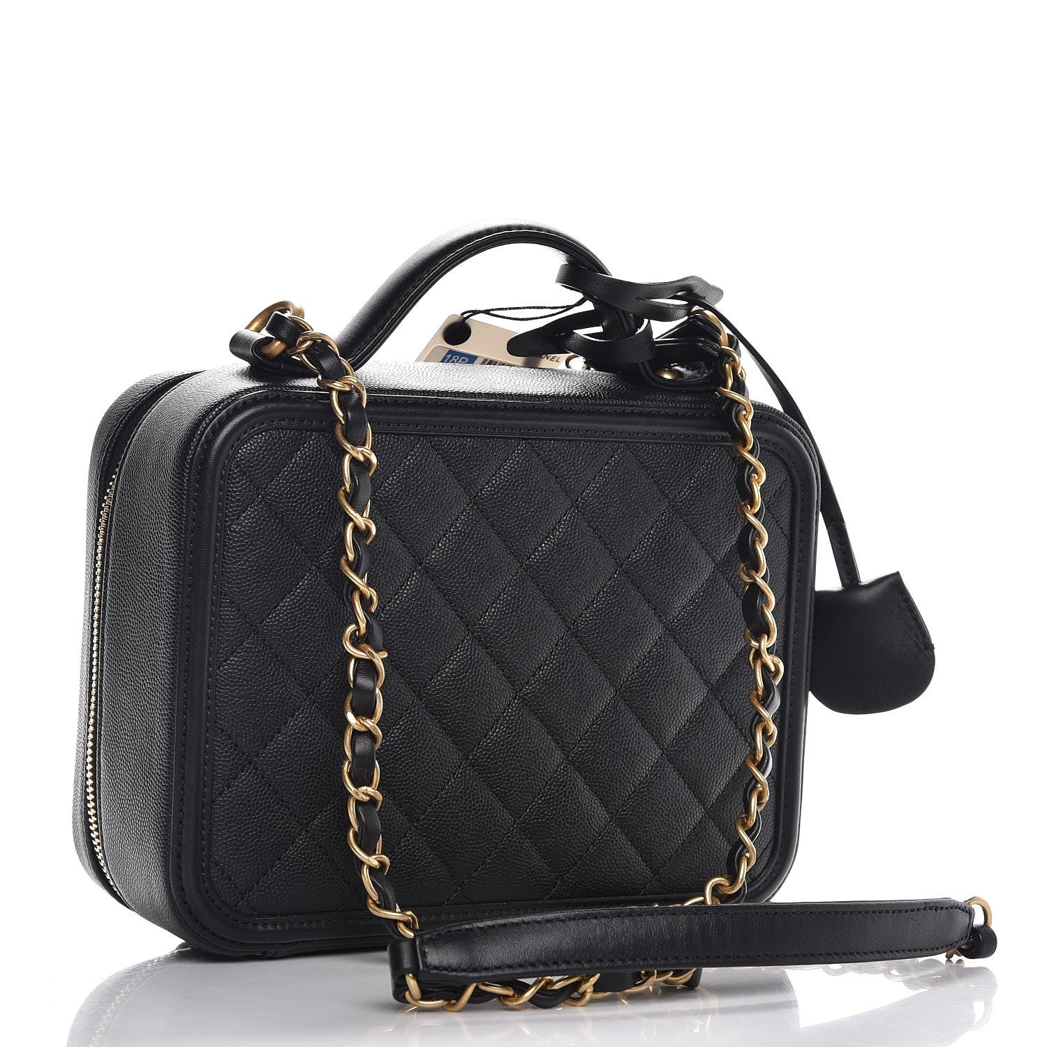 Chanel Caviar Quilted Medium CC Filigree Vanity Case Black 4 of 9