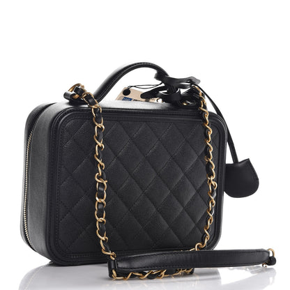 Chanel Caviar Quilted Medium CC Filigree Vanity Case Black 4 of 9
