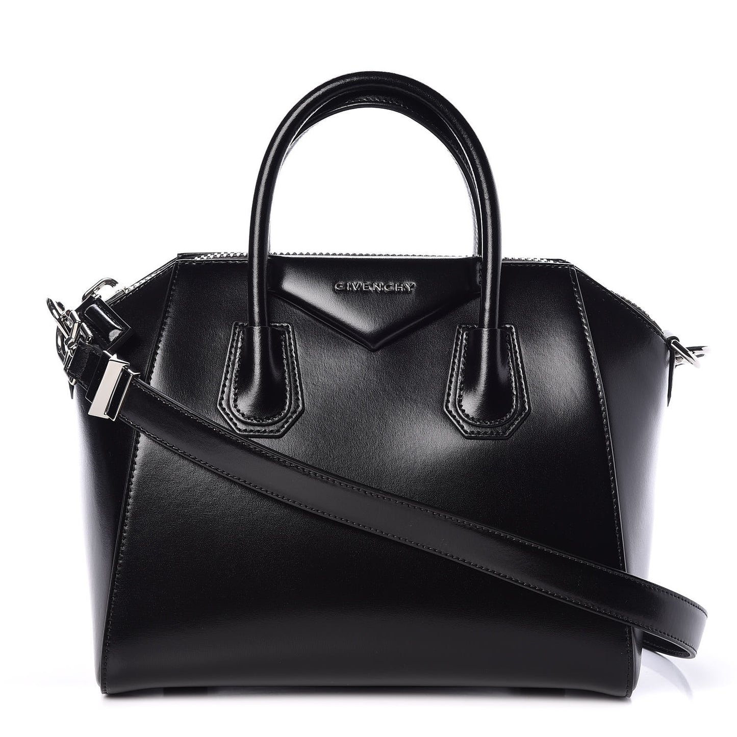 Shiny Lord Calfskin Small Antigona Black