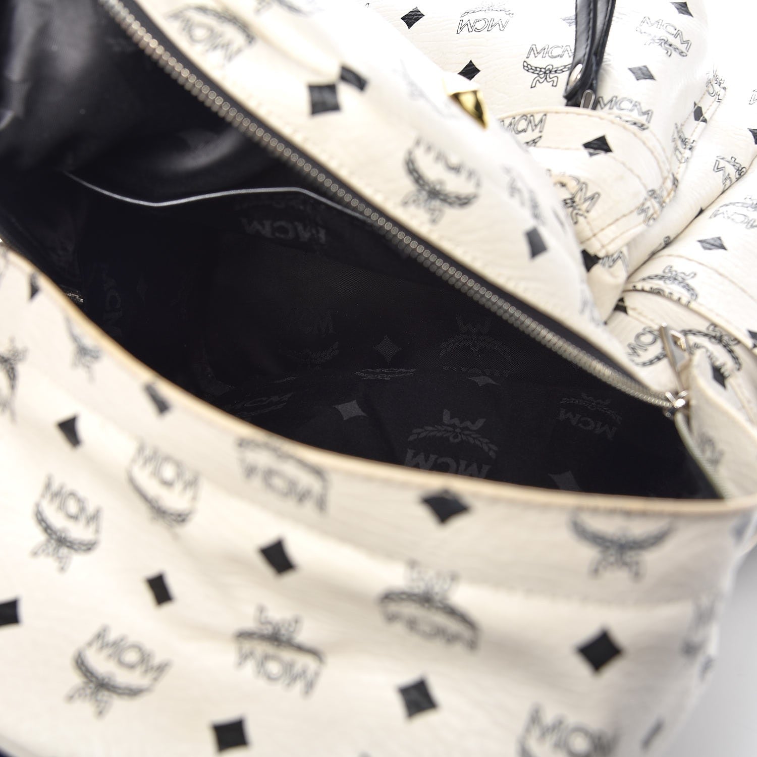 MCM Visetos Studded Medium Stark Backpack White 5 of 21