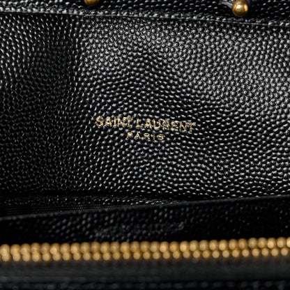 Saint Laurent Grain De Poudre Matelasse Chevron Monogram Chain Wallet Black 6 of 11