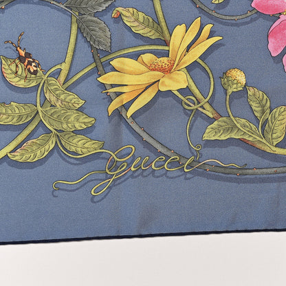 Gucci Silk Twill Flowerwebby Square Scarf Sky Blue 5 of 5