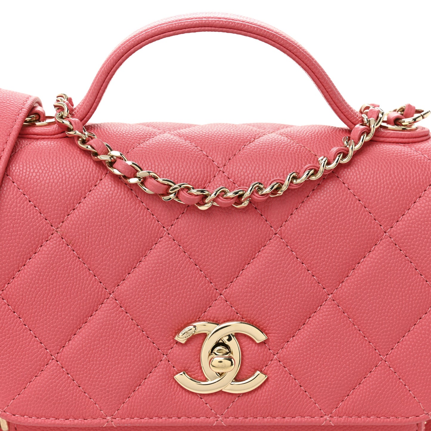 Caviar Quilted Small Business Affinity Flap Coral