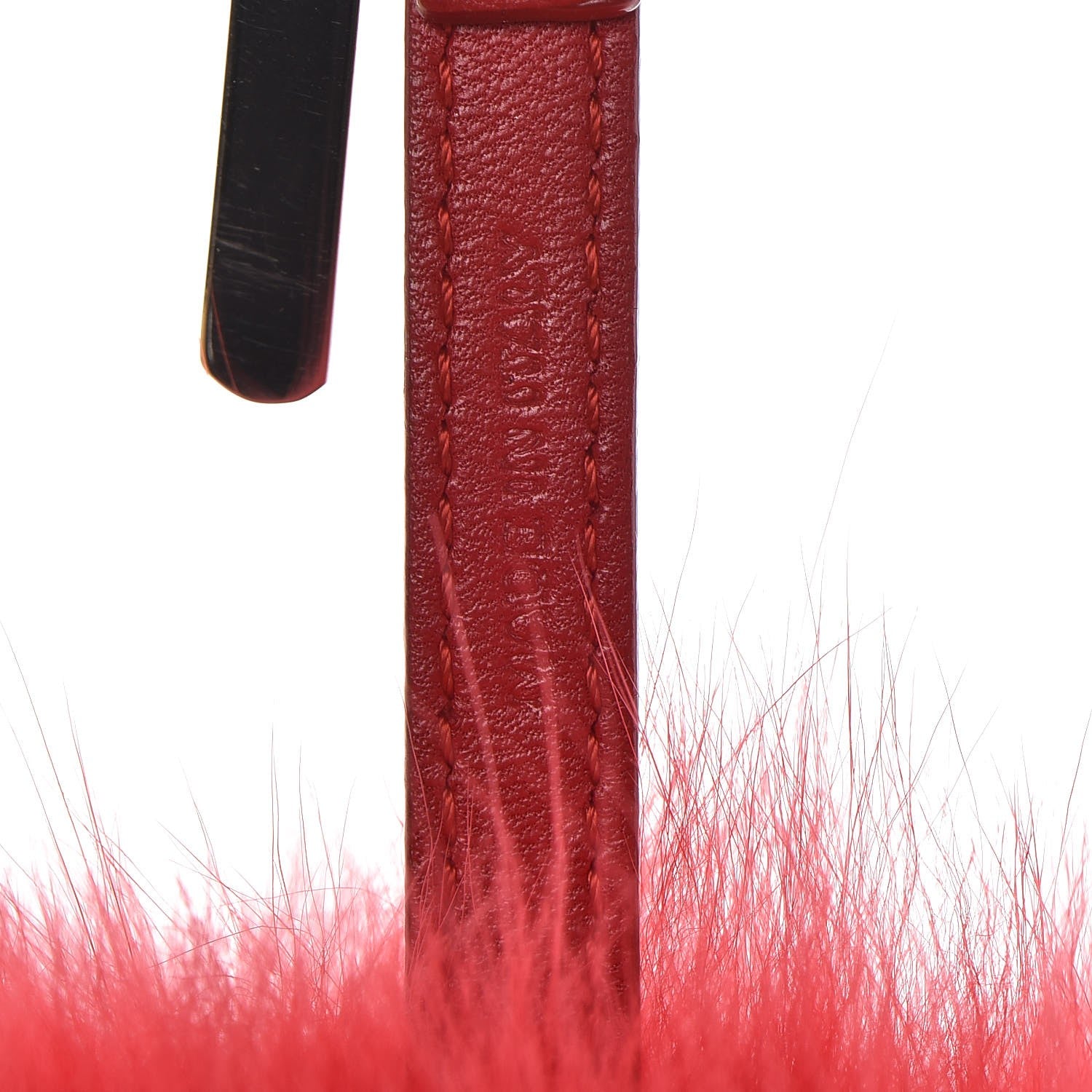 Fendi Fox Fur Shiny Nappa Bi-Color A ABCharm Bag Charm Rosso Chiaro Moro Strawberry 3 of 4