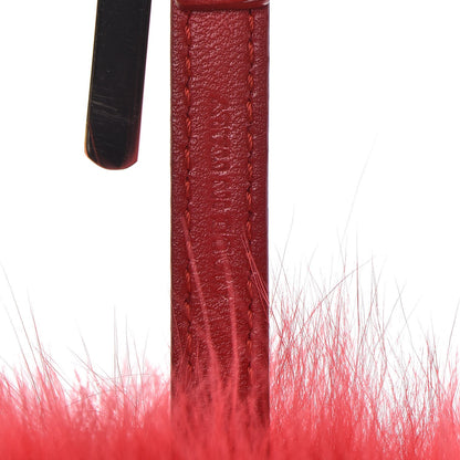 Fendi Fox Fur Shiny Nappa Bi-Color A ABCharm Bag Charm Rosso Chiaro Moro Strawberry 3 of 4