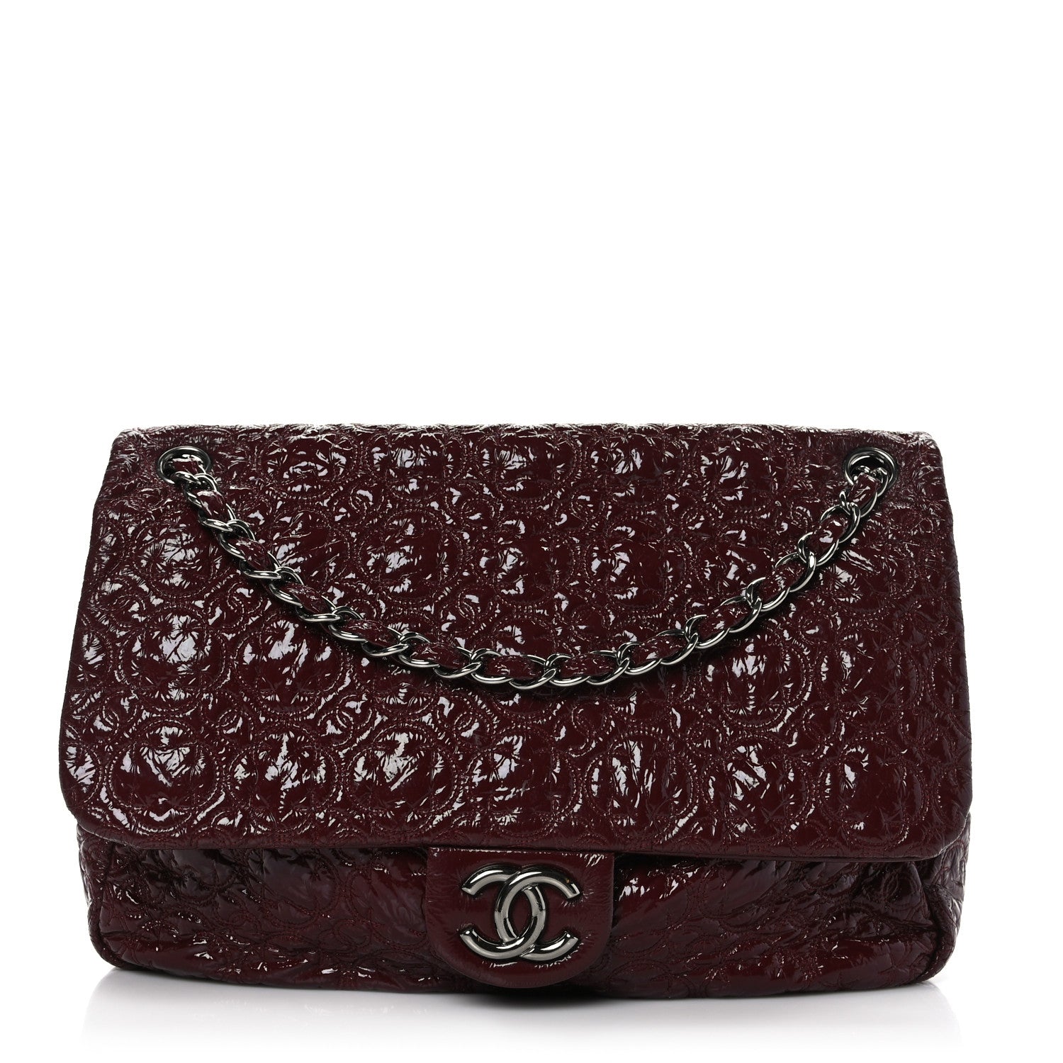 Chanel Vinyl Rock In Moscow Single Flap Dark Red 1 of 9