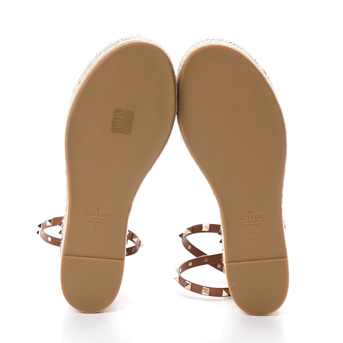 Canvas Leopard Print Rockstud Ankle Wrap Espadrille Flatform Sandals 41 Brown
