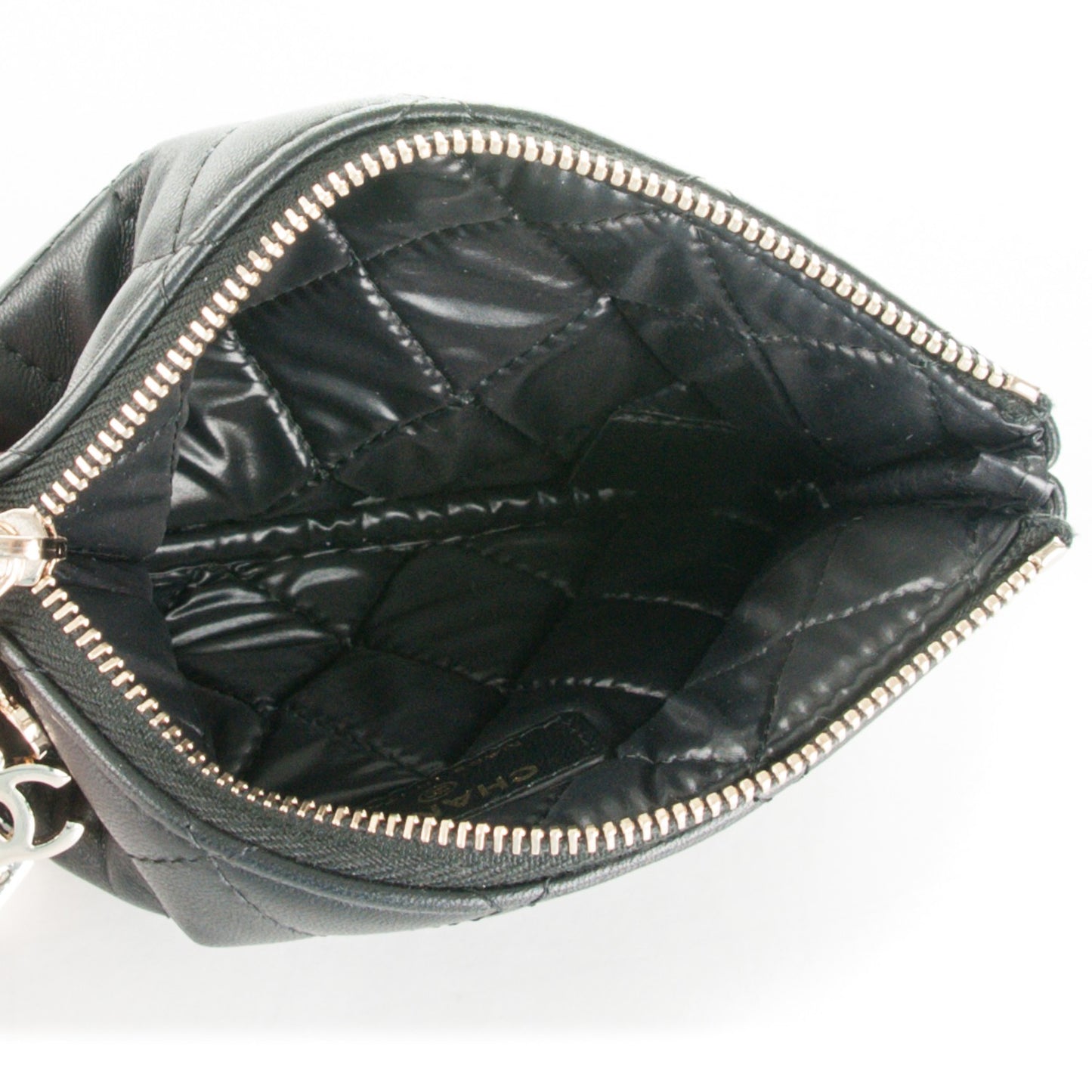 Lambskin Quilted Small Casino Cosmetic Case Black