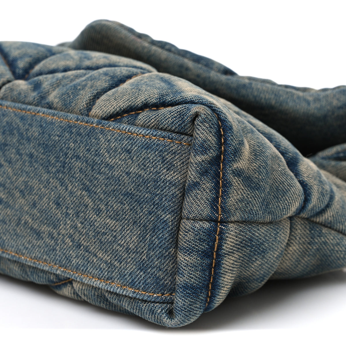 Denim Quilted Toy Loulou Puffer Monogram Chain Satchel Blue Cinnamon