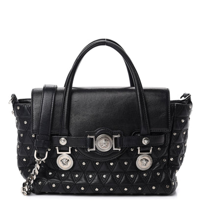 Versace Nappa Trapuntata Triangle Quilted Studded Bag Black 1 of 12