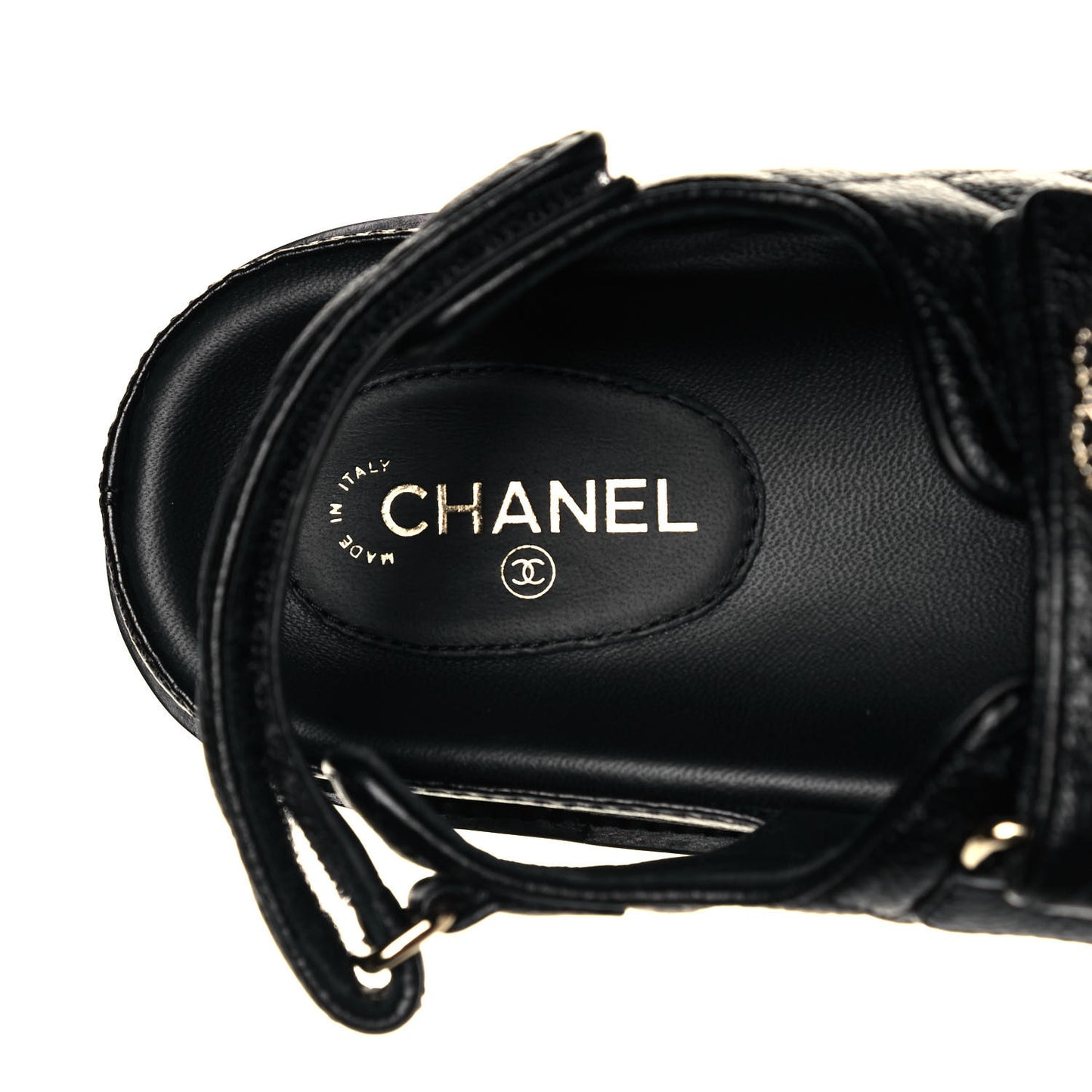 Grained Calfskin Velcro Dad Sandals 38 Black