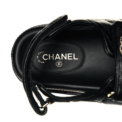 Chanel Grained Calfskin Velcro Dad Sandals 38 Black 7 of 8