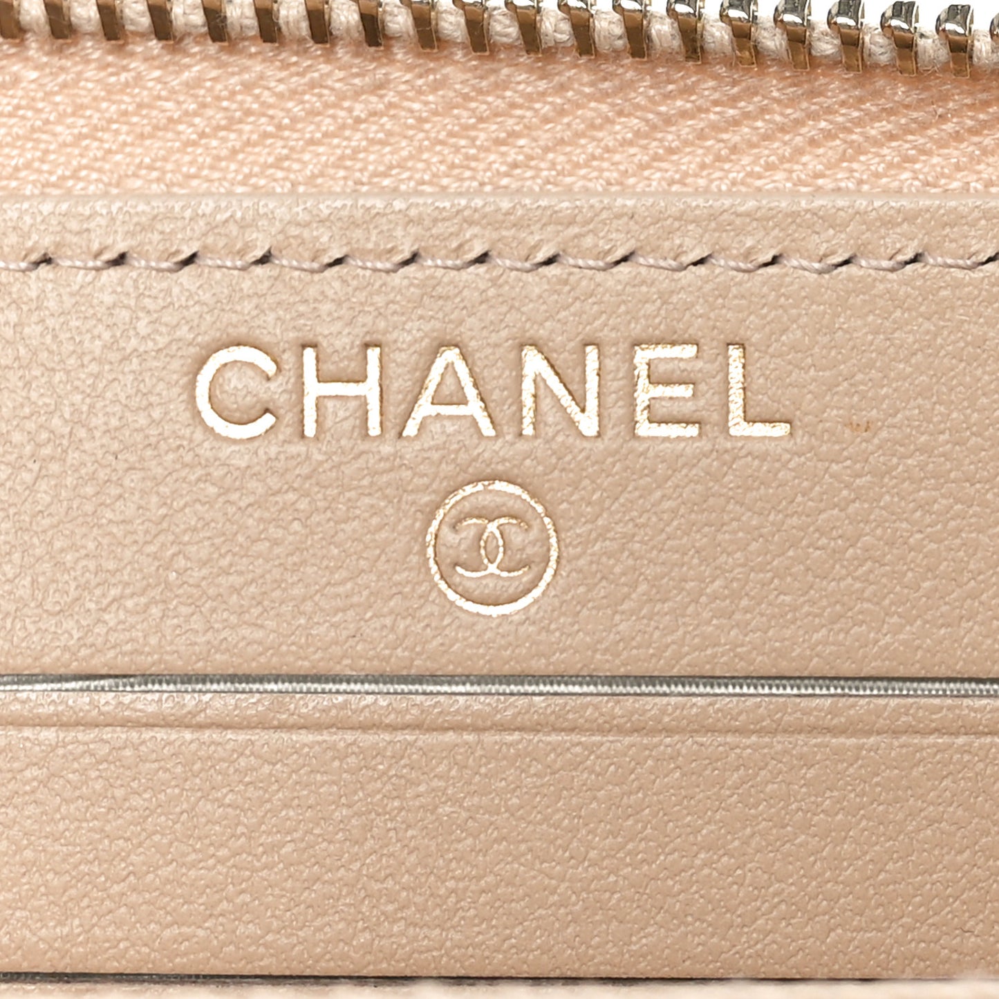 Caviar Quilted Medium Zip Around Wallet Beige