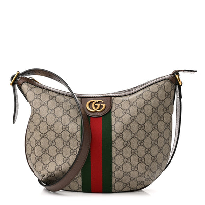 Gucci GG Supreme Monogram Web Small Ophidia Half Moon Hobo Brown 1 of 11